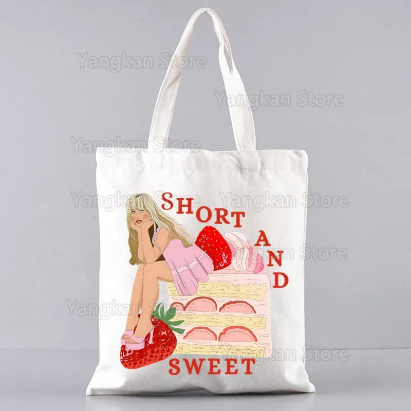sabrina carpenter short n' sweet sacs à main unisexes sac fourre-tout en toile personnalisé imprimé utilisation quotidienne sac de courses décontracté de voyage réutilisable