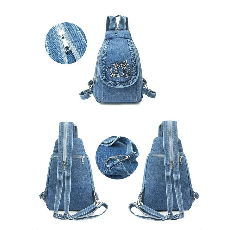sacs à dos en jean tendance pour femmes, petits sacs de voyage, sacs à dos en jean pour femmes, sacs de poitrine pour femmes