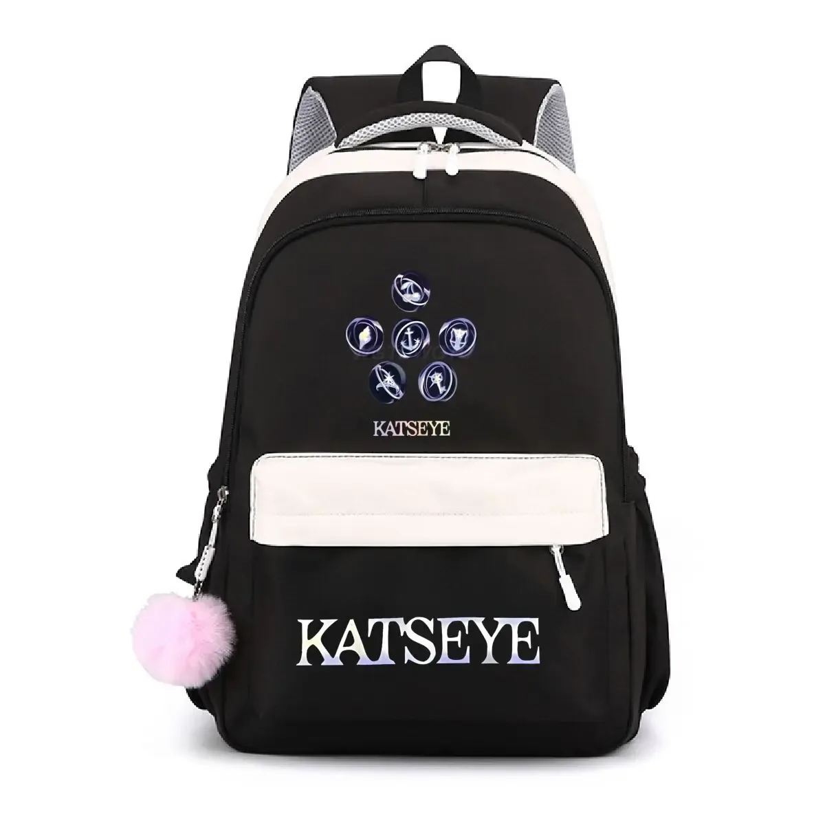 Sac d'école à grande capacité avec imprimé œil de chat, sac pour ordinateur portable pour étudiants, sac à dos unisexe pour voyages en plein air, sac à dos tendance pour adolescents et filles