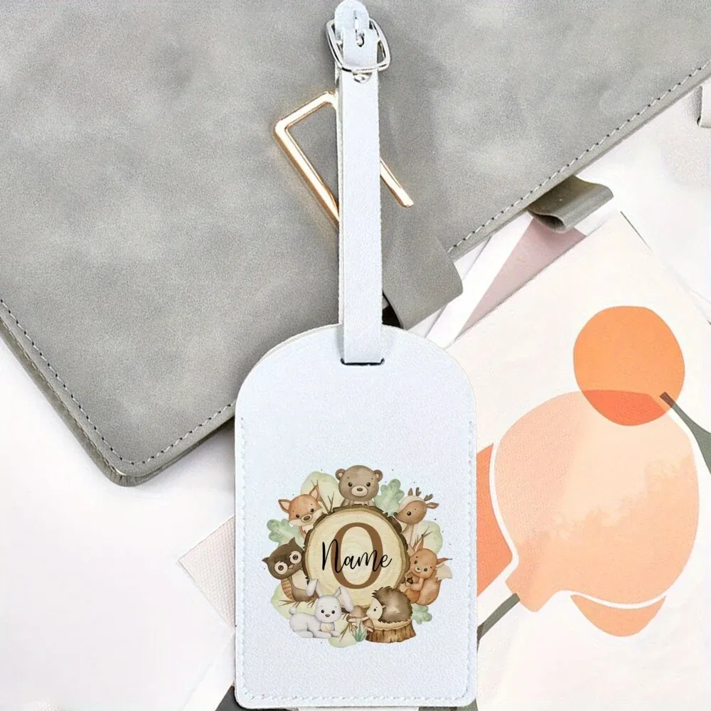 étiquette de bagage personnalisée avec nom - imprimé animal sauvage personnalisé (nom/numéro/iniciales) - identifiant de valise durable pour sacs de voyage