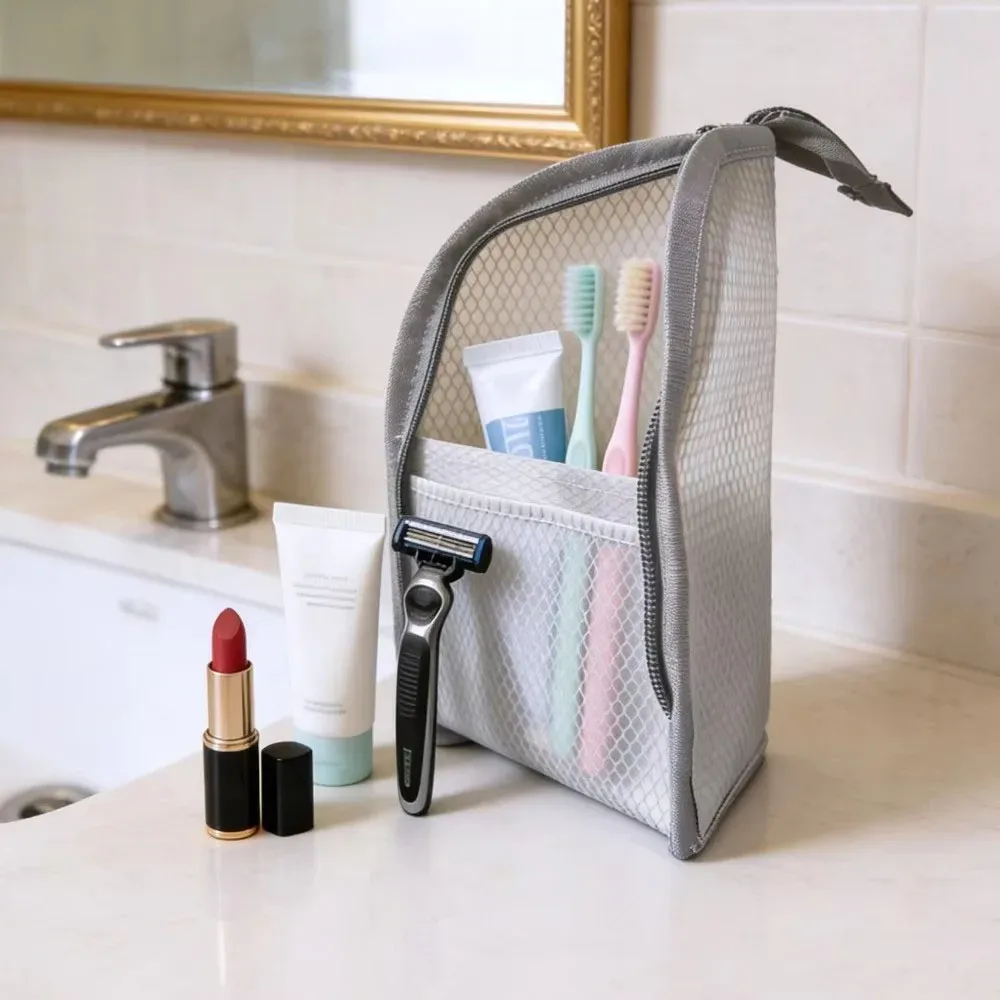 trousse de toilette en maille respirante à séchage rapide, étui à brosse à dents anti-moisissure, organiseur de cosmétiques pour voyage, dortoir universitaire, salle de sport, douche