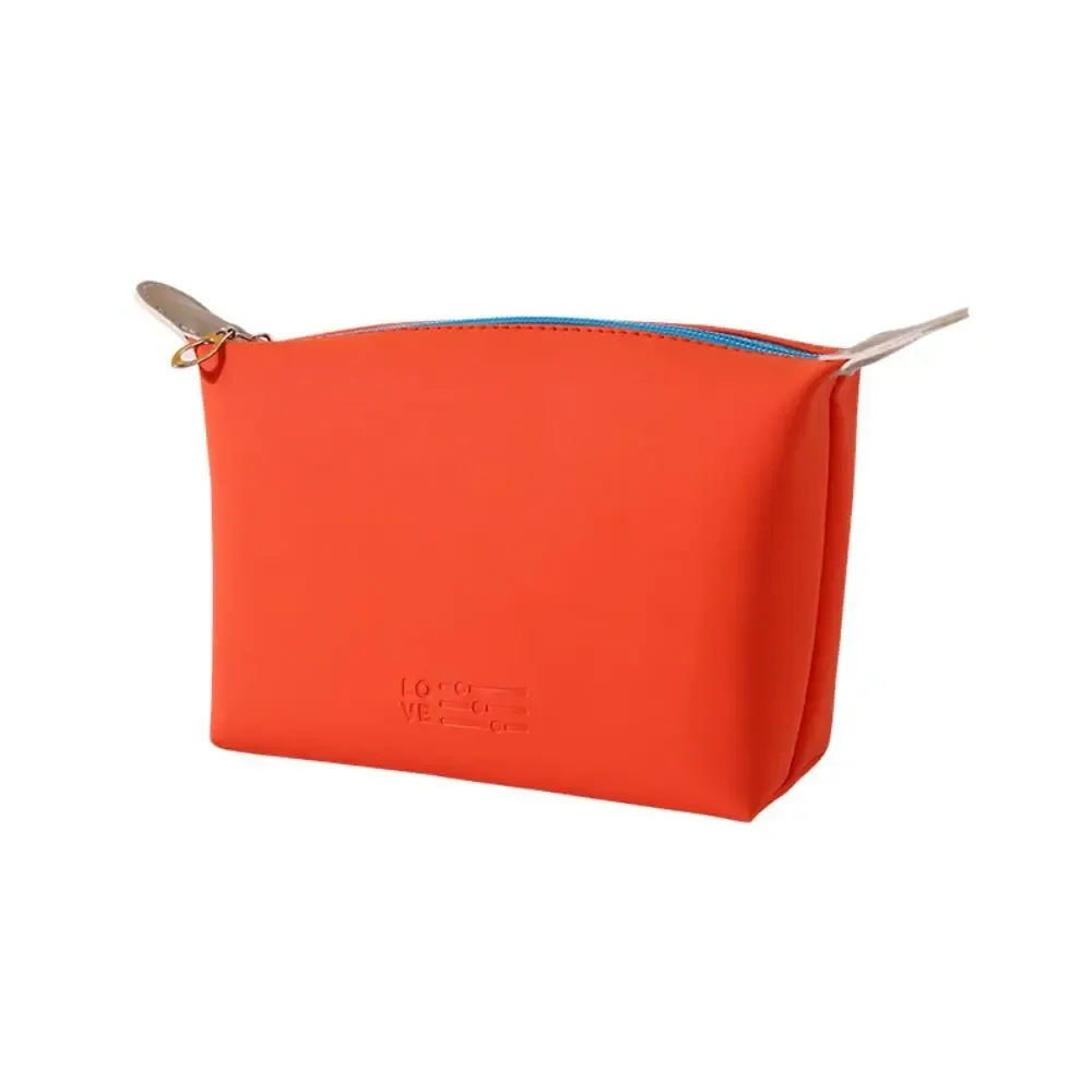 sac à main décontracté en pu, trousse de maquillage imperméable, grande capacité, trousse de toilette à fermeture éclair, couleur unie, sac de rangement de voyage pour filles