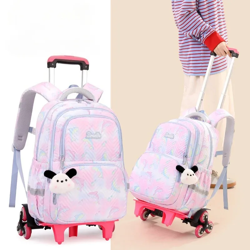 sac à dos scolaire à roulettes pour enfants, sacs d'écoliers pour filles, sac à roulettes mignon, cartable à roulettes pour enfants