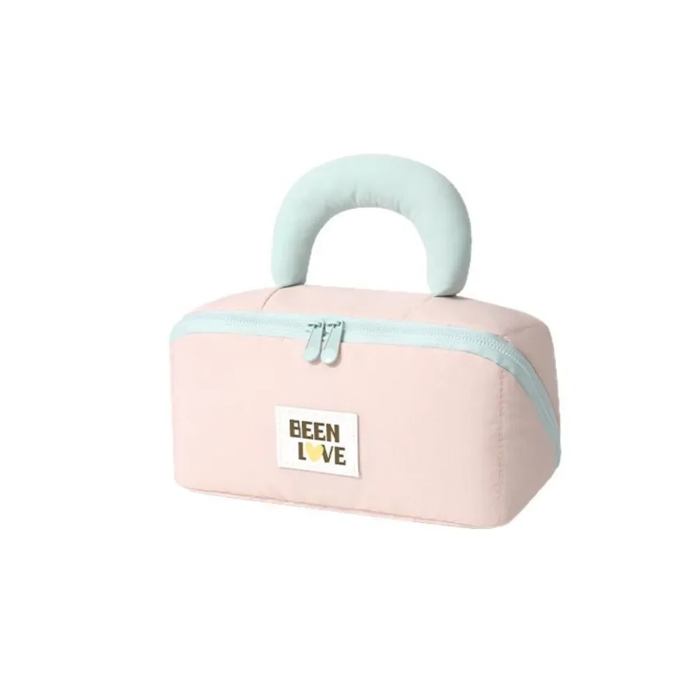 sac de rangement grande capacité en coton doux, anti-éclaboussures, avec double fermeture éclair, sac de maquillage portable à compartiments