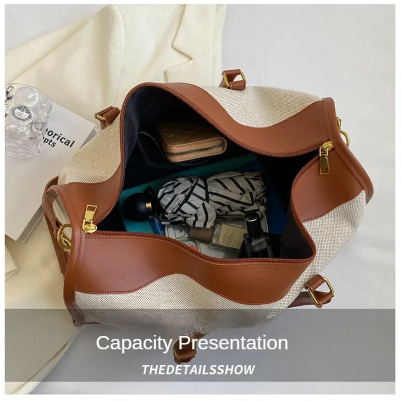 sacs de voyage en toile grande capacité pour femmes, sac à main de voyage personnalisé avec logo, sac de sport vintage, personnalisation sur mesure