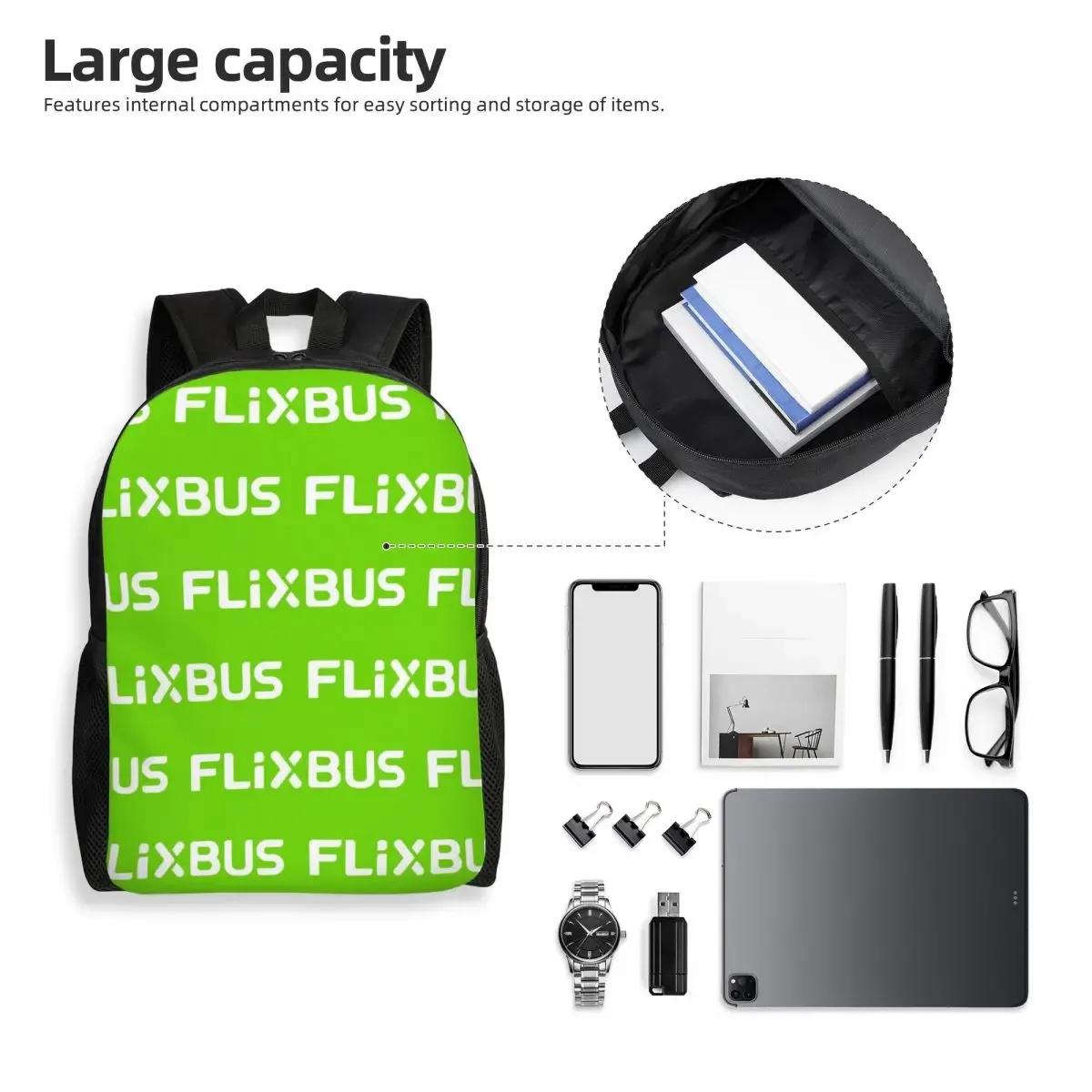sac à dos flixbus pour étudiants, garçons et filles, sac d'école, sac à bandoulière pour ordinateur