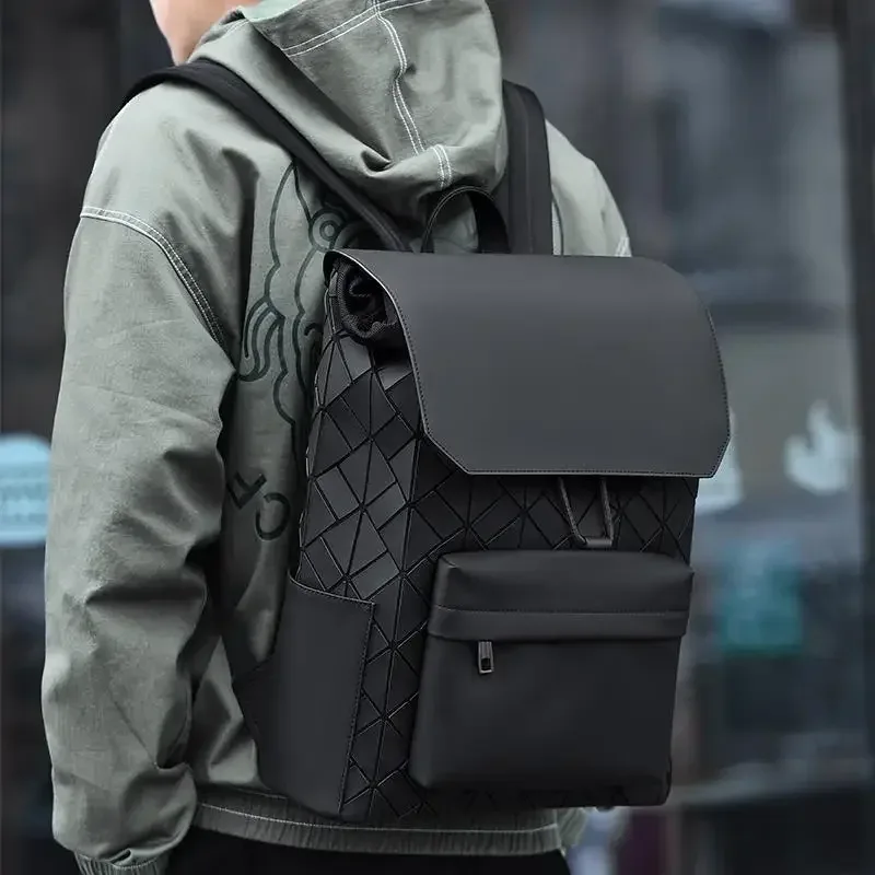 sac à dos géométrique pour homme, design de luxe, mode, étanche, grande capacité, voyage, ordinateur portable, cartable