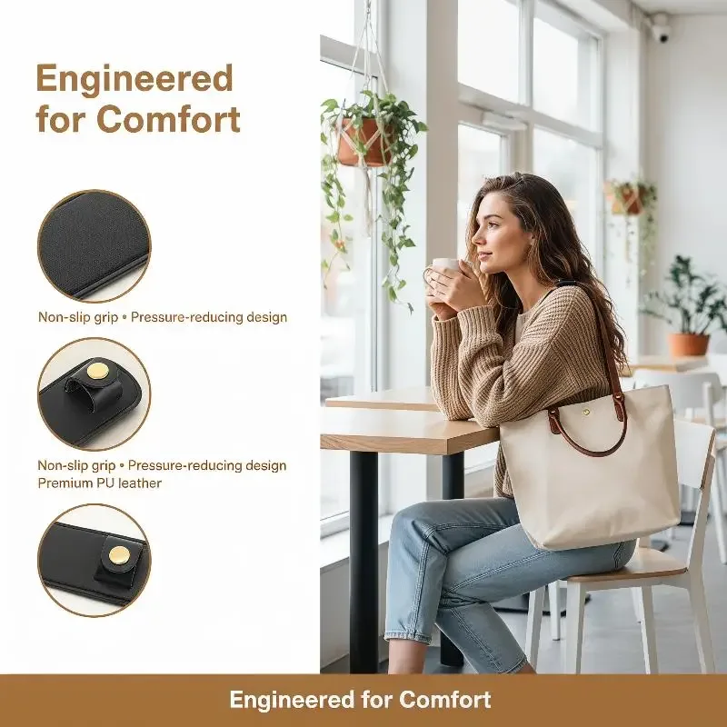 coussin de bandoulière en cuir pu, résistant à l'usure, coussin doux pour soulager la pression, pour sacs à main, sacs pour ordinateur portable, extérieur