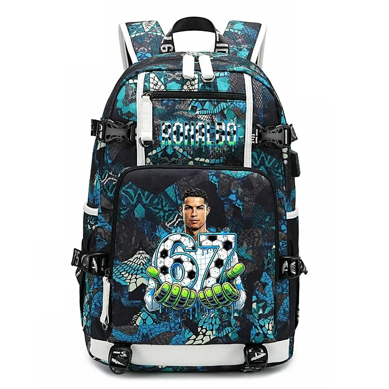 cr7 ronaldo 67 sac à dos imprimé de grande capacité pour étudiants, adolescents, enfants, sac à dos de voyage pour l'école