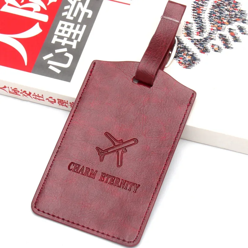 étiquette de bagage créative en cuir épais pour carte d'embarquement d'avion, étiquette de bagage pour valise de voyage, étiquette de bagage mignonne, étiquette nominative et d'adresse