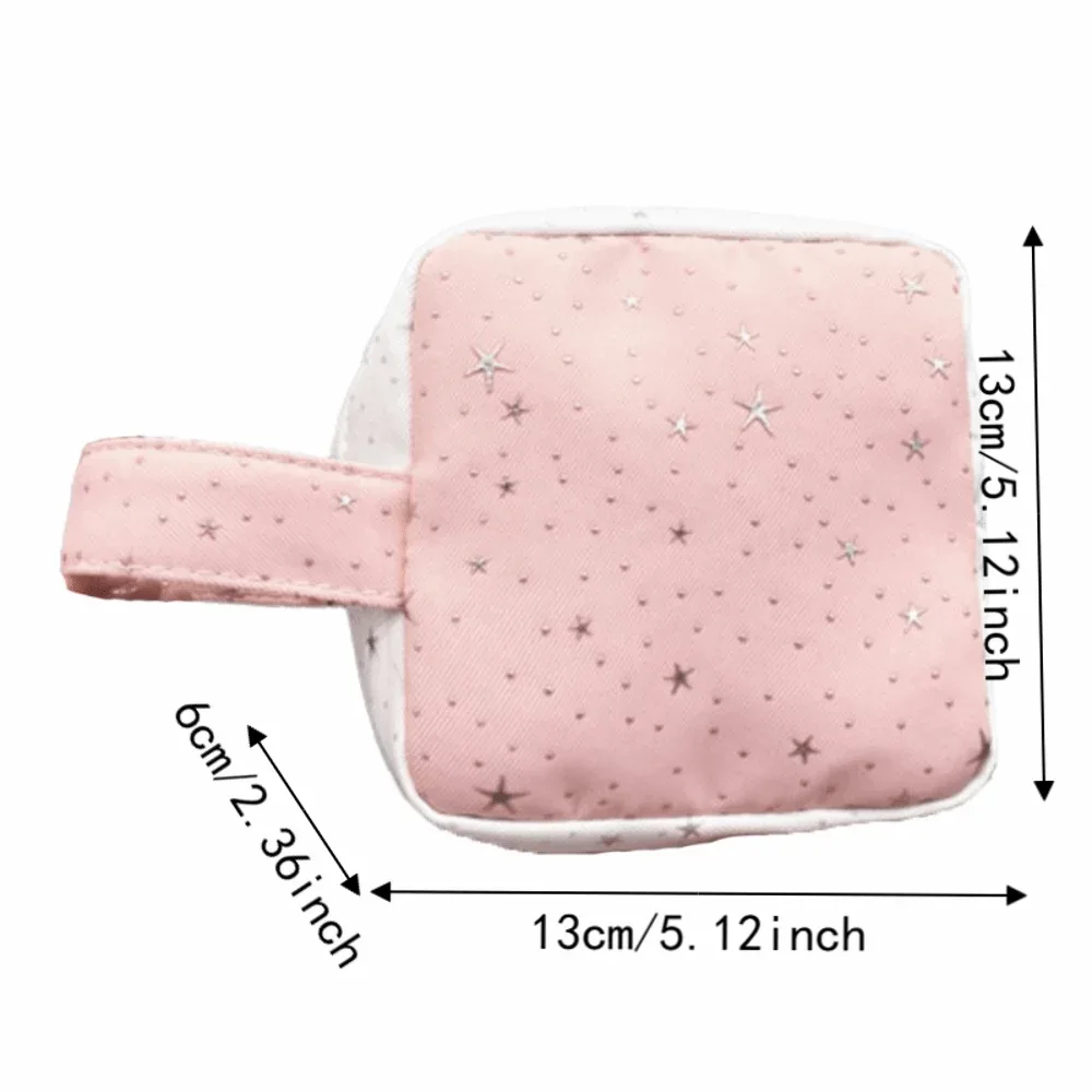 organisateur de serviettes hygiéniques à motif étoilé, sac de rangement pour maquillage à main de couleur contrastée, portable et de grande capacité