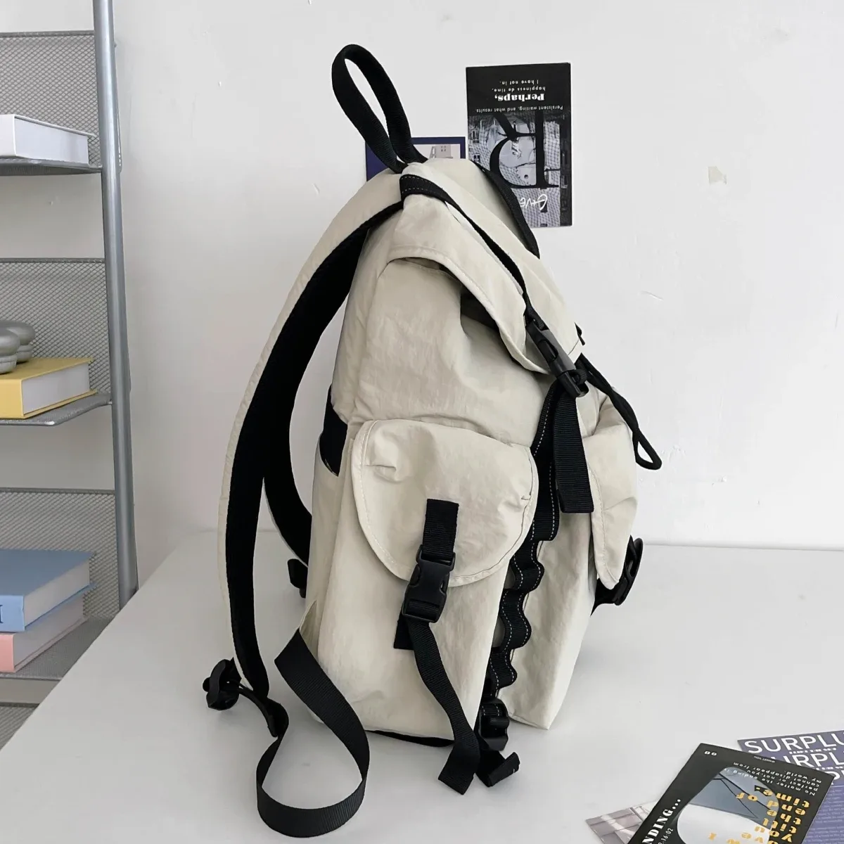 sac à dos léger à cordon extérieur de style japonais pour filles, sac à dos de voyage décontracté, sac d'école de sport pour hommes, grande capacité, cyclisme, voyage d'affaires, sens haut de gamme