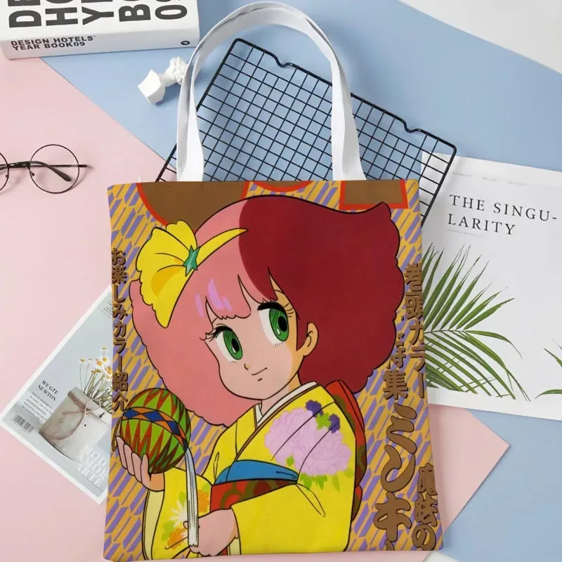 sac fourre-tout minky momo anime pour femme, sacs à provisions réutilisables, sac à main, cuillère à soupe, pliable, coton, initié au gril, fille, 1016wjy