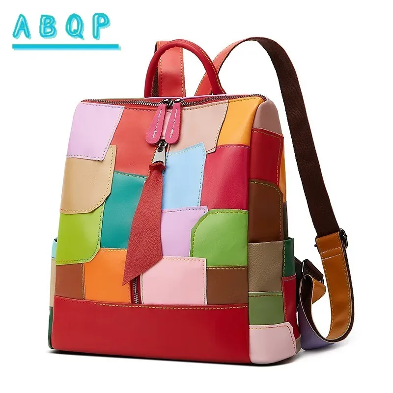 Sac à dos interne de grande capacité, sac à dos irrégulier avec épissure de couleur, sac à main quotidien d'extérieur décontracté pour femmes