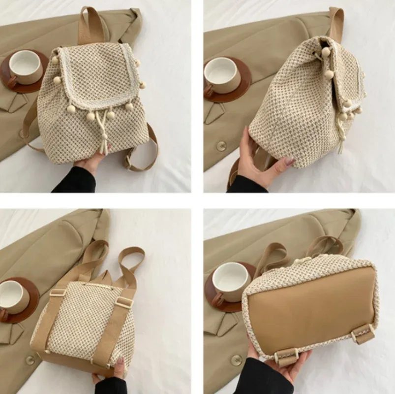 sac à dos tissé en paille personnalisé pour filles, cadeau d'anniversaire unique, sac à dos de plage, nom personnalisé, sac à dos de vacances
