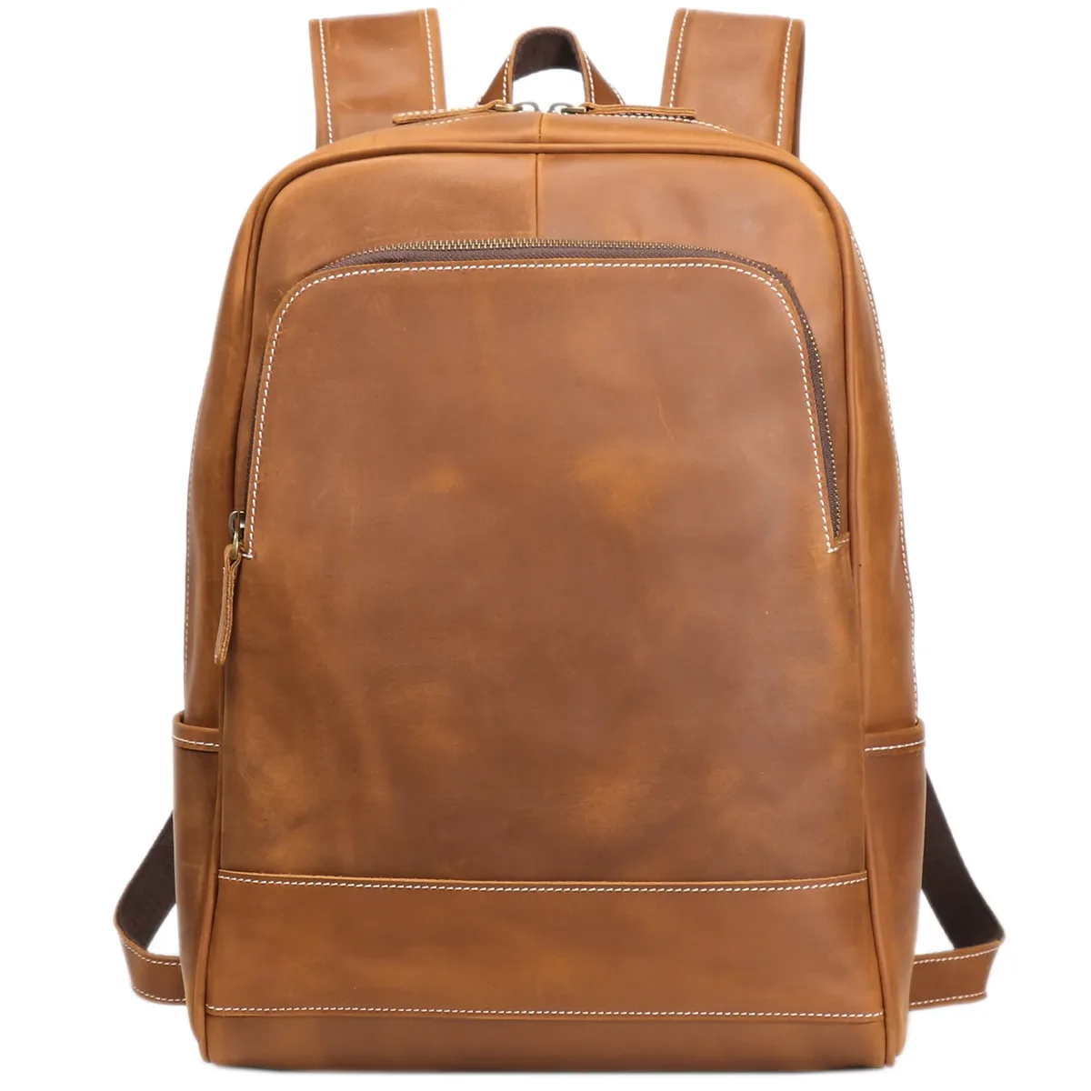 luokir vintage hommes crazy horse cuir sac à dos en cuir véritable voyage sac à dos grande capacité peau de vache pochette d'ordinateur sac d'école