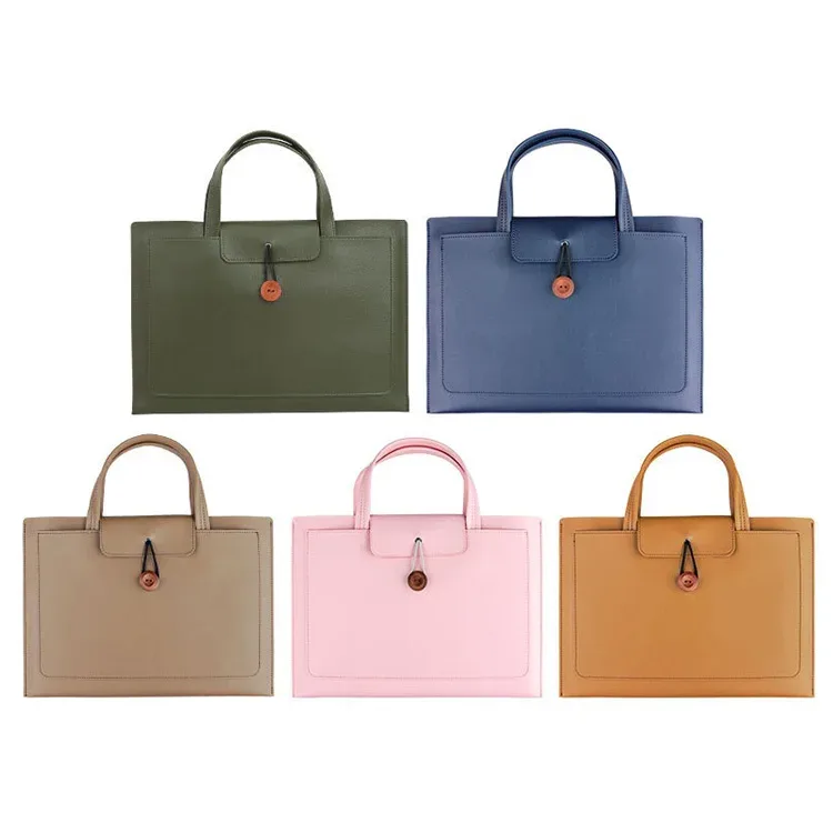 porte-documents/sac à main en cuir lisse avec initiales monogrammées, grande capacité, pour ordinateurs portables apple macbook 14 pouces et huawei 16 pouces