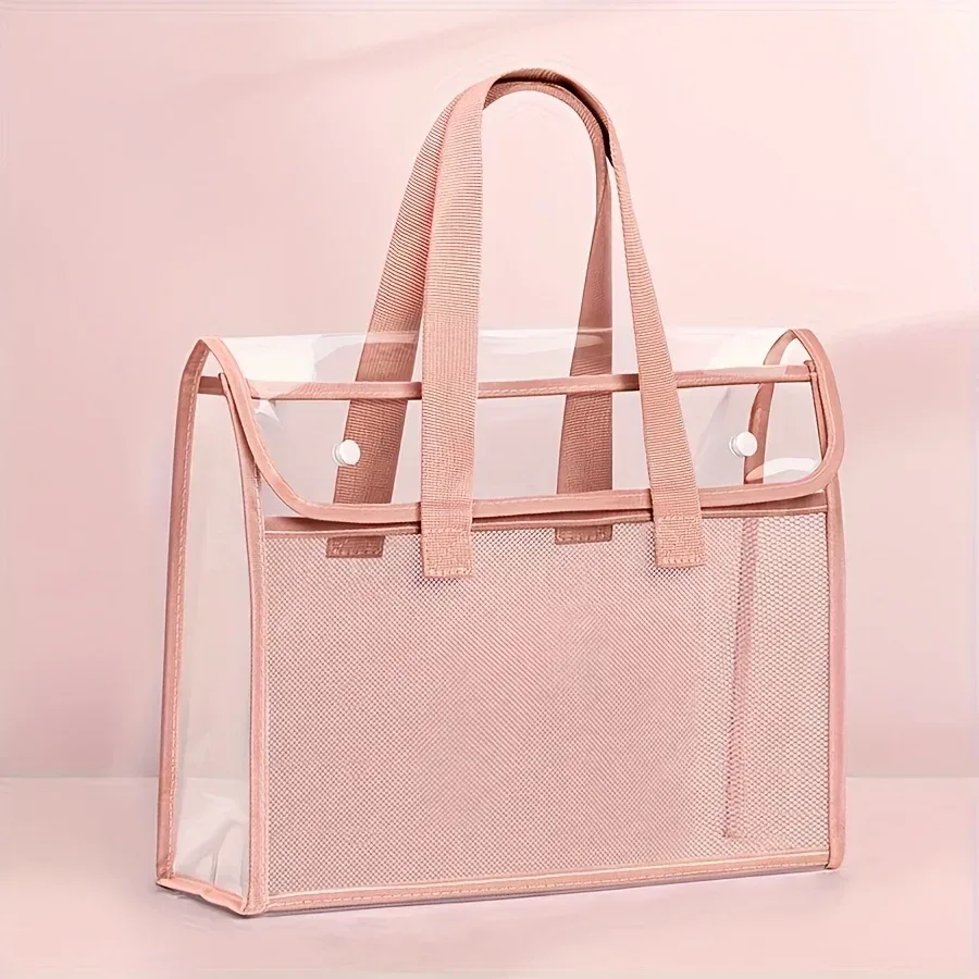 sac fourre-tout transparent pour les examens scolaires, organisateur de documents en pvc transparent, sac à main étanche avec poignées renforcées pour la papeterie
