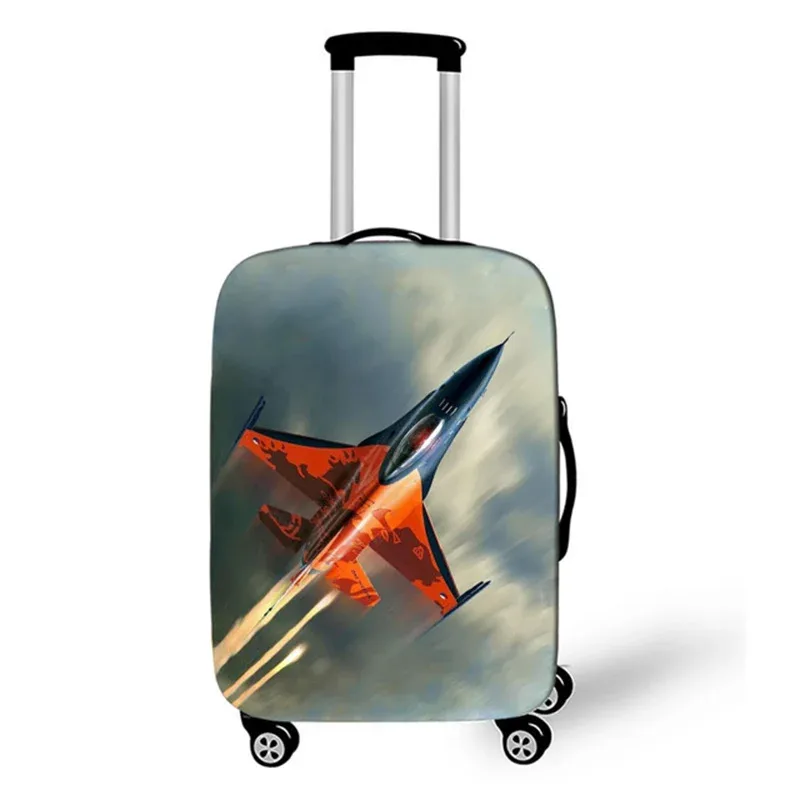 juste de valise de voyage 3d en tissu élastique, housse de protection pour bagages, housse épaisse pour valise à roulettes, accessoire de voyage, avion, 18-32 pouces