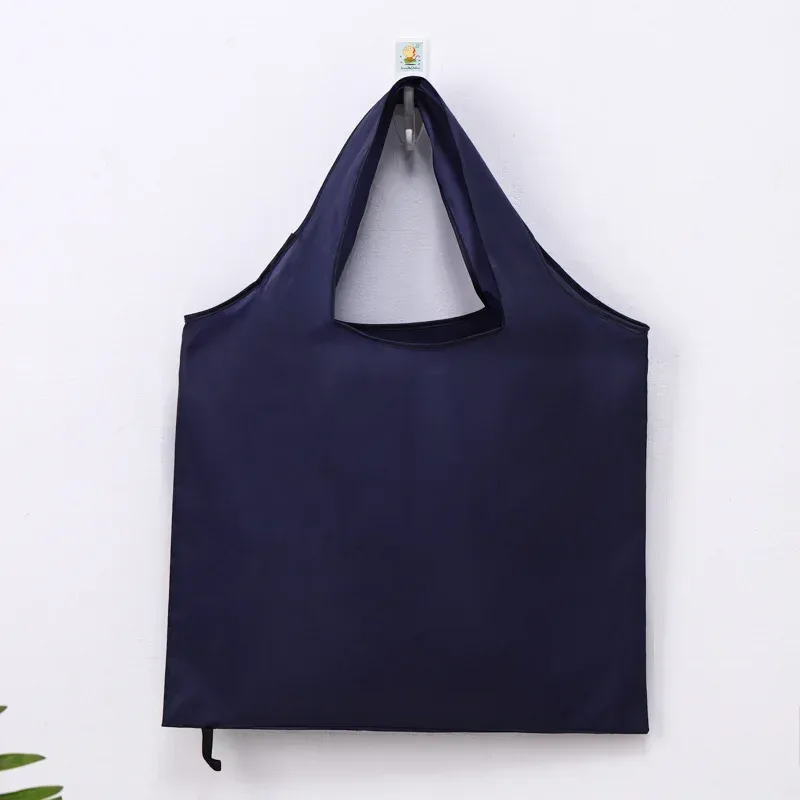 sac de courses réutilisable de couleur unie pour femmes et hommes, sac d'épicerie pliable en nylon, sac fourre-tout écologique, sacs à main portables