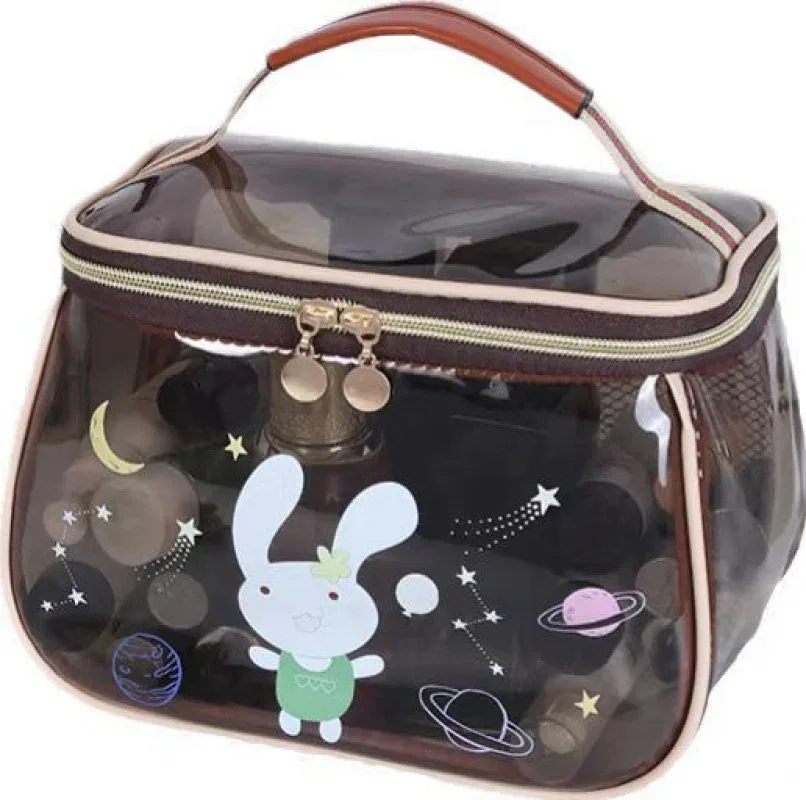 sac de maquillage en pvc transparent, imperméable, portable, organiseur de toilette de voyage, grande capacité, pochette de rangement cosmétique à fermeture éclair
