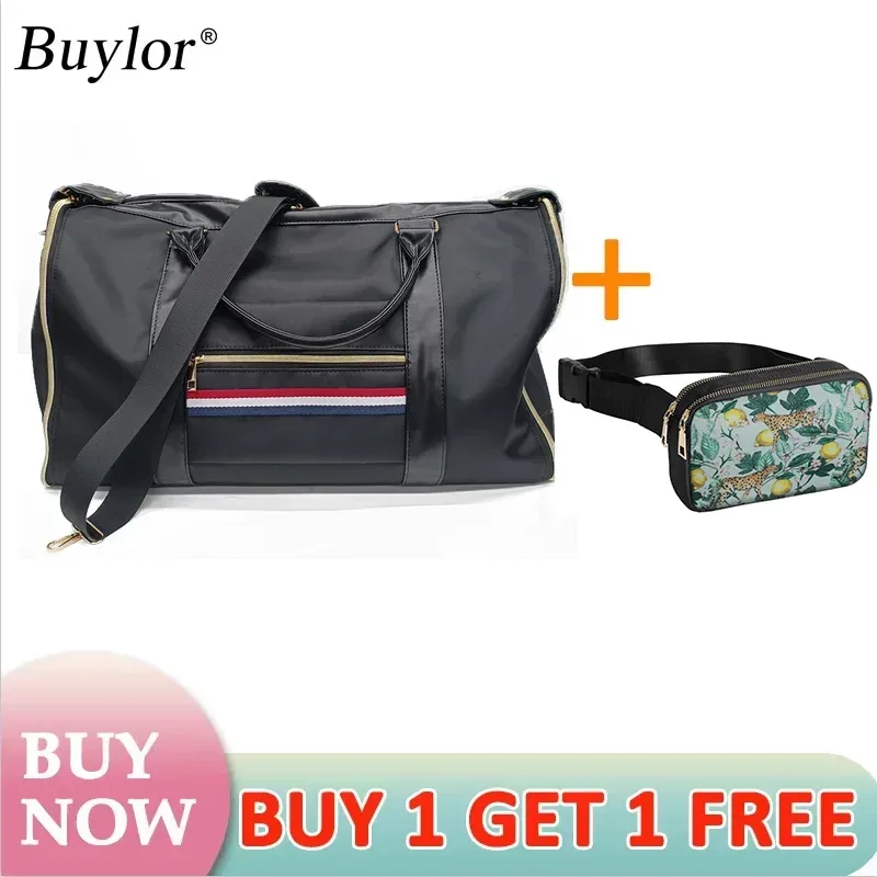 buylor lot de 2 sacs pliables pour costumes, grande capacité, sac de voyage avec pochette à chaussures, sac à main imperméable pour femme, sac de sport extérieur