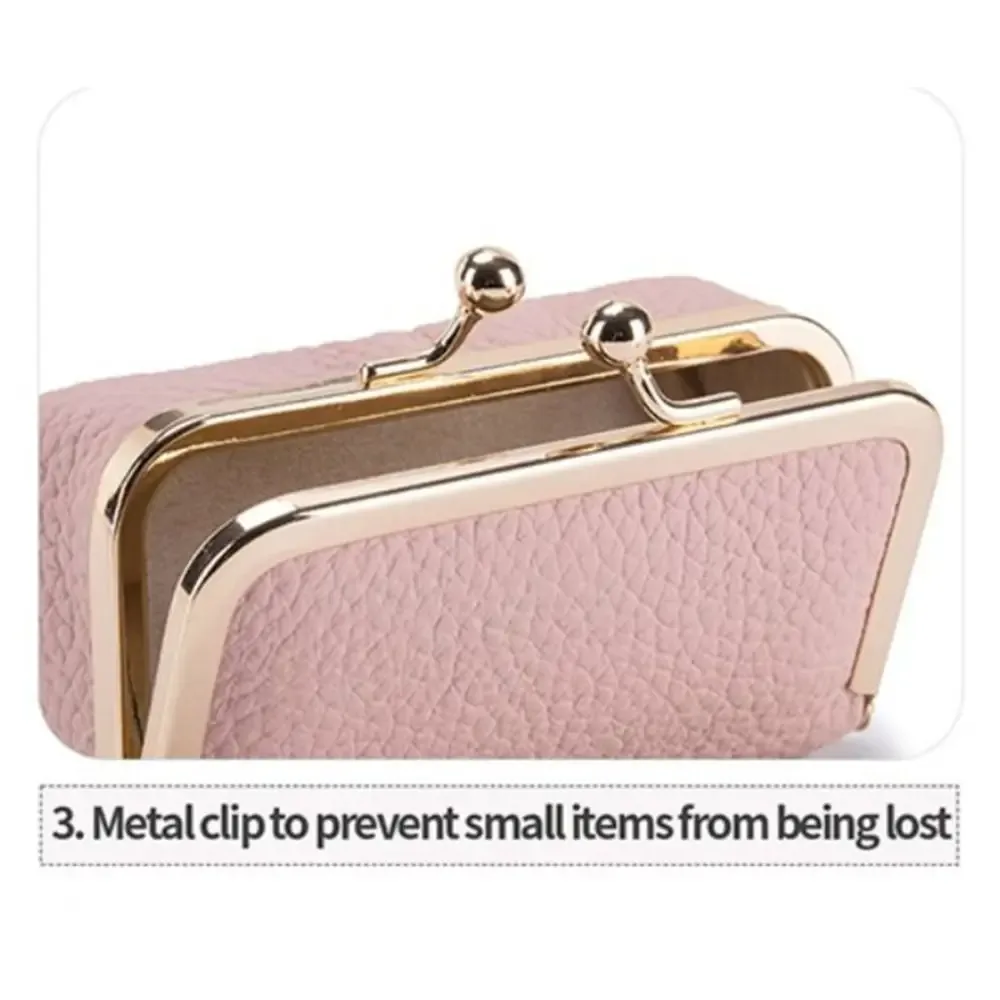 pochette à rouge à lèvres portable avec miroir de maquillage, sac à bijoux en cuir exquis, anti-éclaboussures, sac cosmétique multifonctionnel, rangement