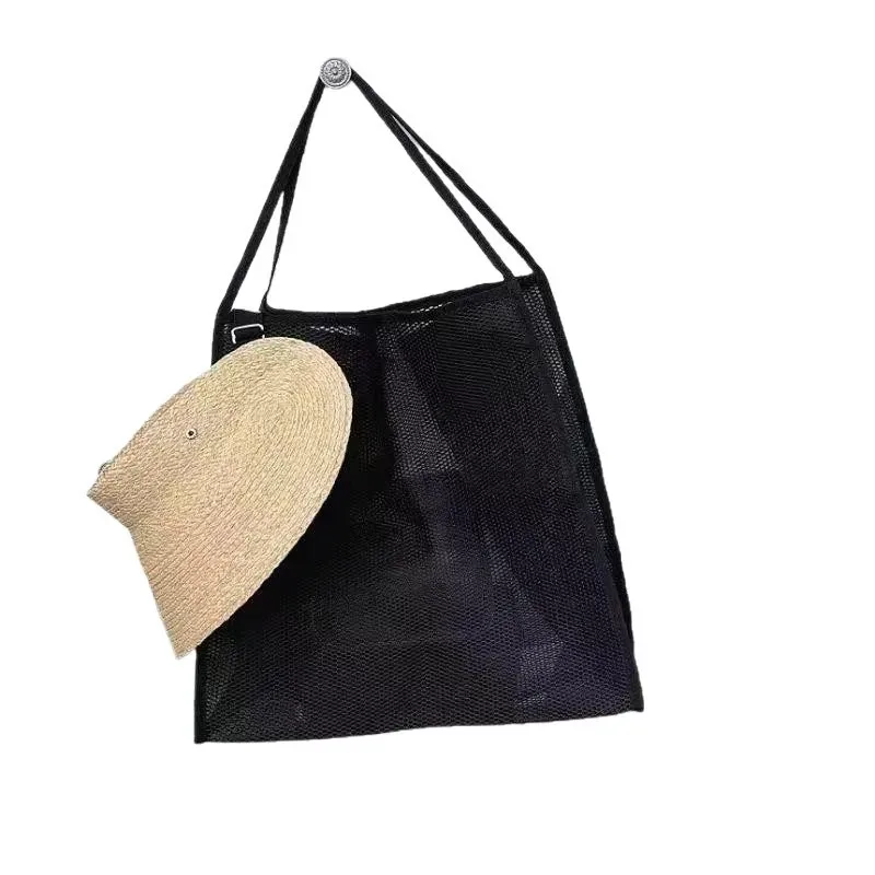 sac de plage en maille 1 pièce, grande pochette cosmétique, sac de plage familial pour jouets et essentiels de vacances