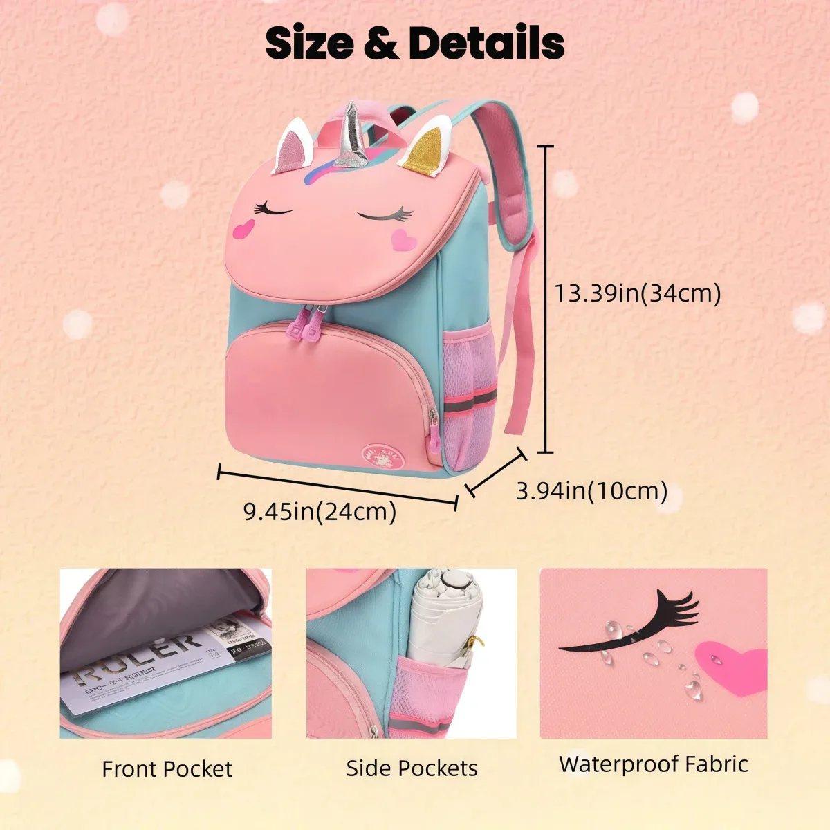 sac à dos de maternelle, adorable licorne, sac d'école personnalisé avec nom, sac d'école léger pour filles, cadeaux de voyage quotidiens pour la maternelle