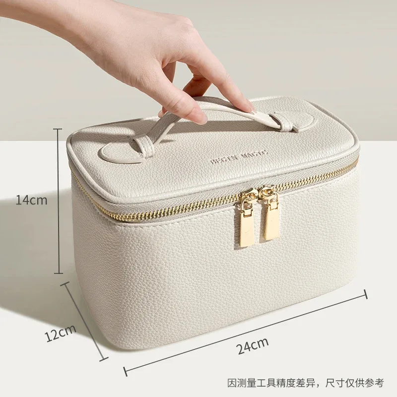 trousse de maquillage portative en cuir pu de grande capacité pour femmes-2025 nouveauté organisateur de toilette de voyage avec plusieurs compartiments