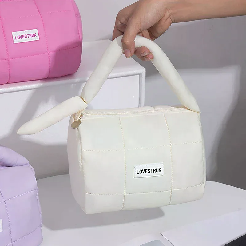 sac de maquillage de style sac à main carré de grande capacité à la mode, sac de voyage pour cosmétiques, sac de toilette imperméable en polyester pour femmes