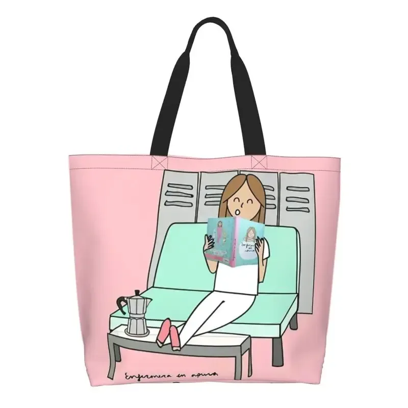 dessin animé médecin infirmière enfermera en apuros sacs d'épicerie grande capacité esthétique merch pour femme rue sac à bandoulière