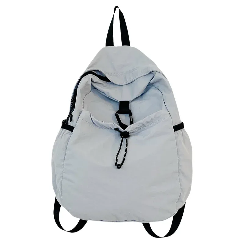sac à dos plissé en nylon pour femme, style urbain simple, imperméable, grande capacité, idéal pour les trajets quotidiens et les étudiants