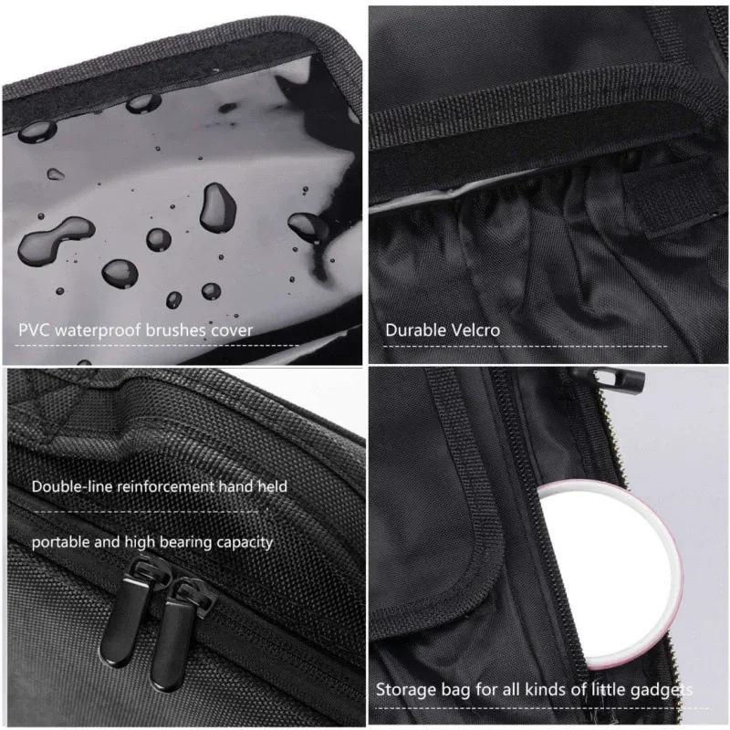 trousse de maquillage professionnelle portable avec diviseurs ajustables et compartiment pour pinceaux – organisateur de cosmétiques pour artistes