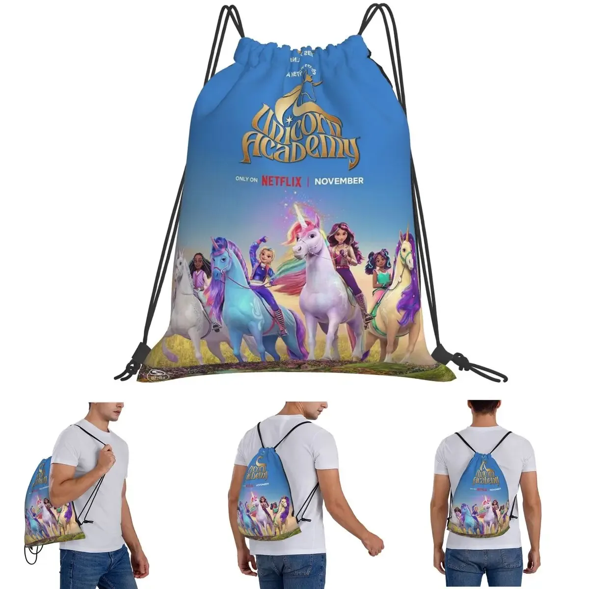 sacs à dos unicorn academy, sacs portables à cordon, sacs de sport, sacs à livres pour homme et femme, pour l'école