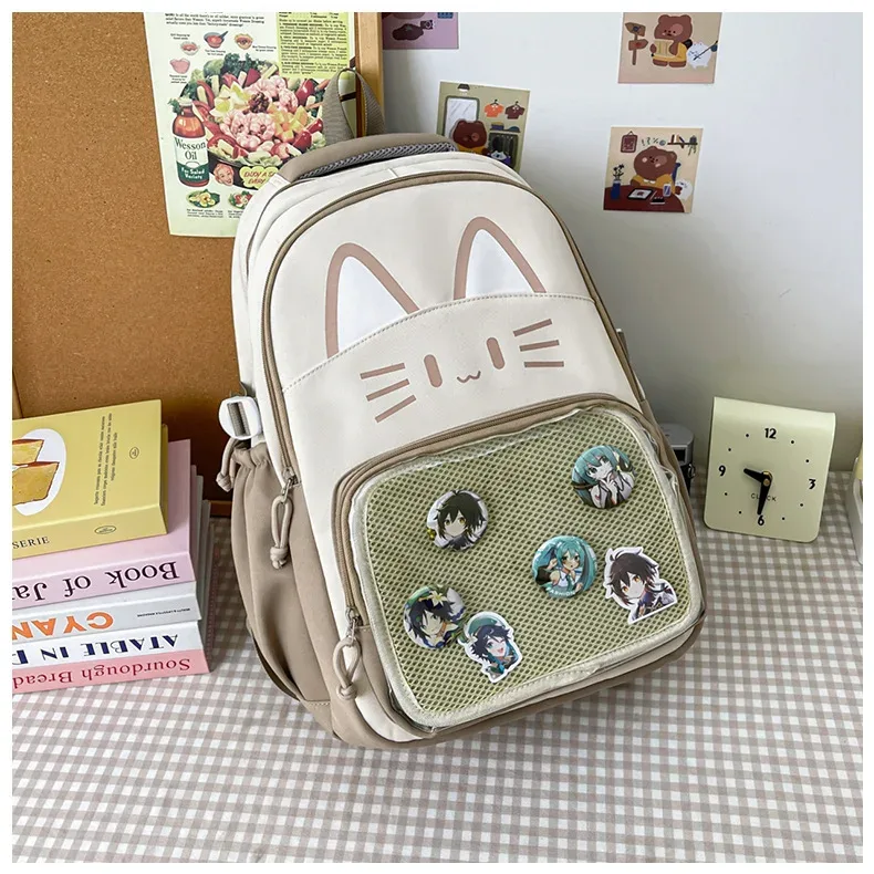 haute capacité ita mochilas mujer chat mignon pratique mochila japon style sac étudiant sac à dos spacieux sacs durables pour femme