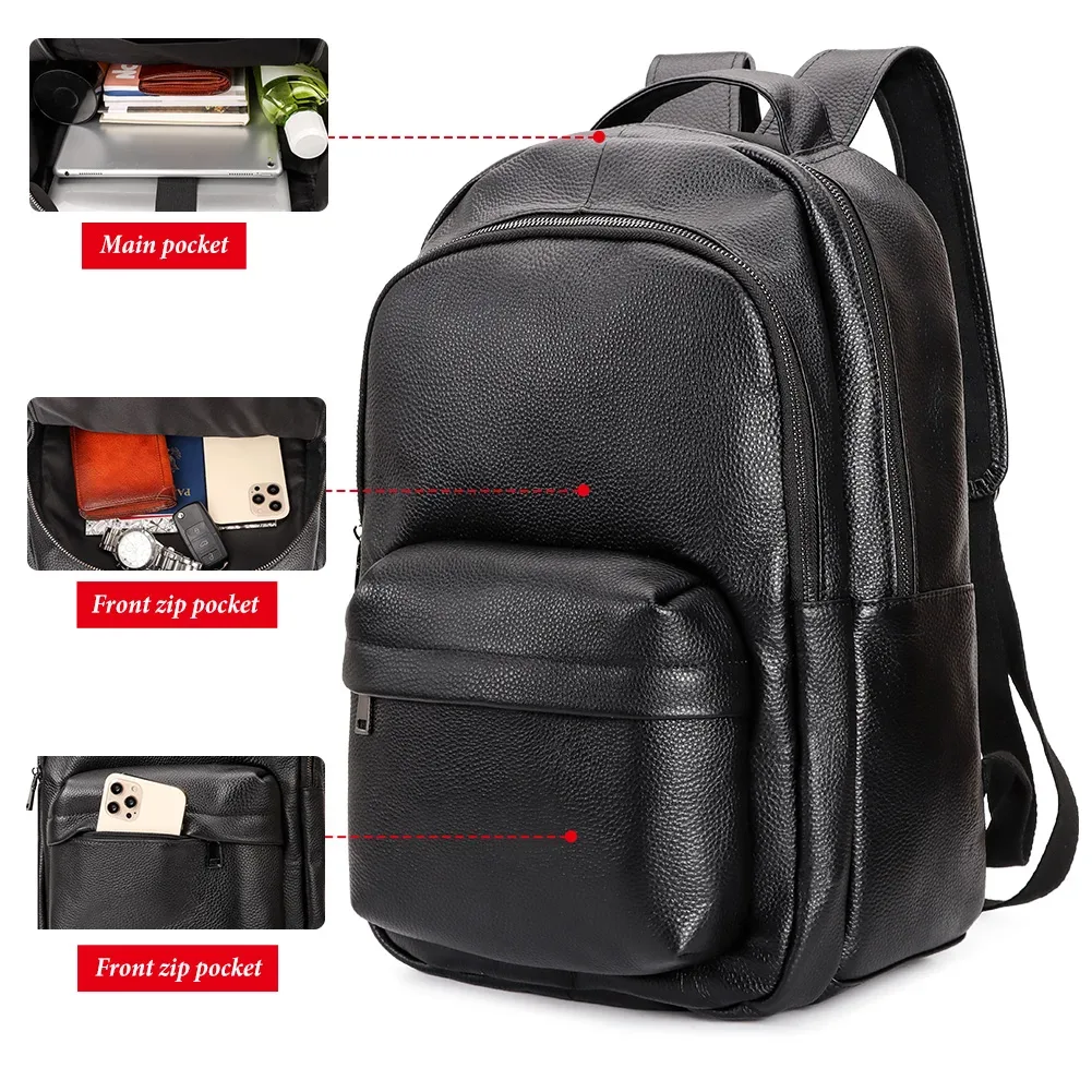 humerpaul-sac à dos en cuir couche supérieure pour hommes, cartable grande capacité pour adolescents, sac à dos pour ordinateur portable, haute qualité