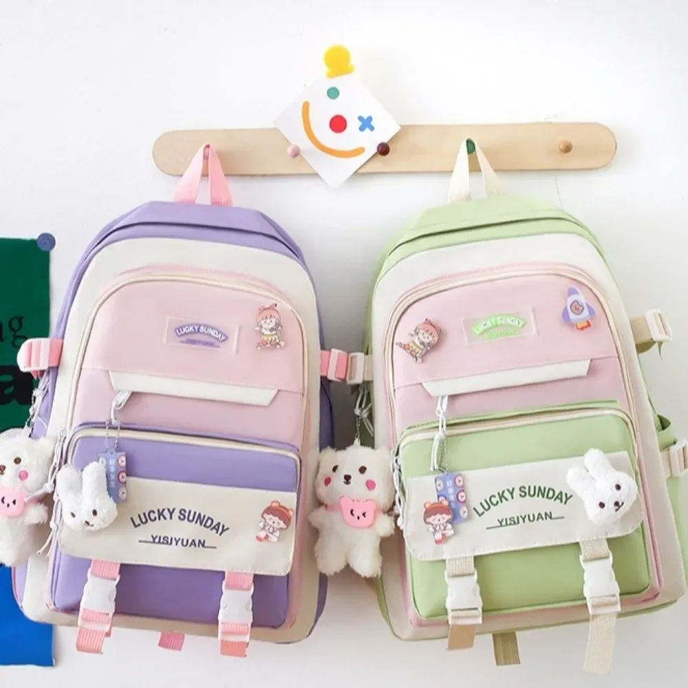ensemble de 5 sacs à dos mignons de grande capacité, sac à bandoulière respirant à boucle, sac d'école multifonctionnel pour étudiants