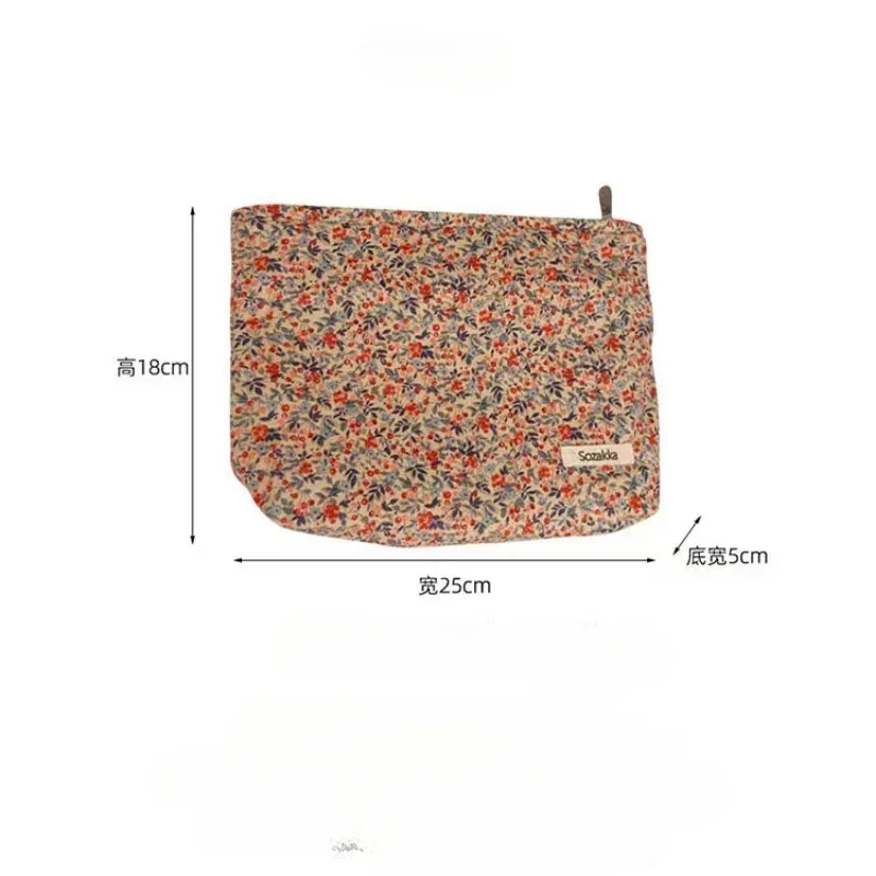 sac à cosmétiques rétro à fleurs, pochette de maquillage, trousse de toilette portable de grande capacité, organisateur de soins de la peau, pochette quotidienne