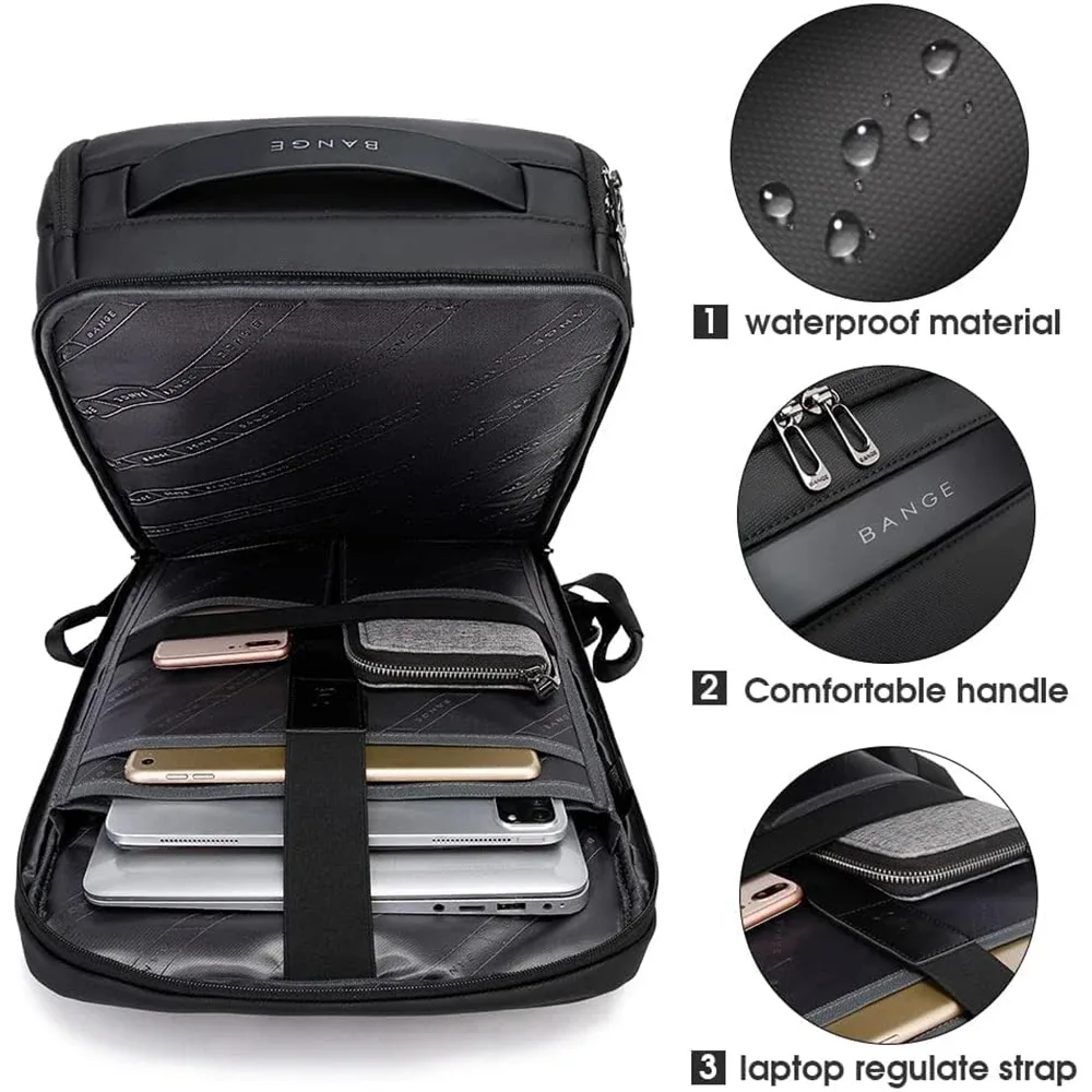 bange affaires sacs à dos ordinateur portable 15.6 pouces multifonctionnel étanche grande capacité travail quotidien mâle sac à dos sac d'école mochila