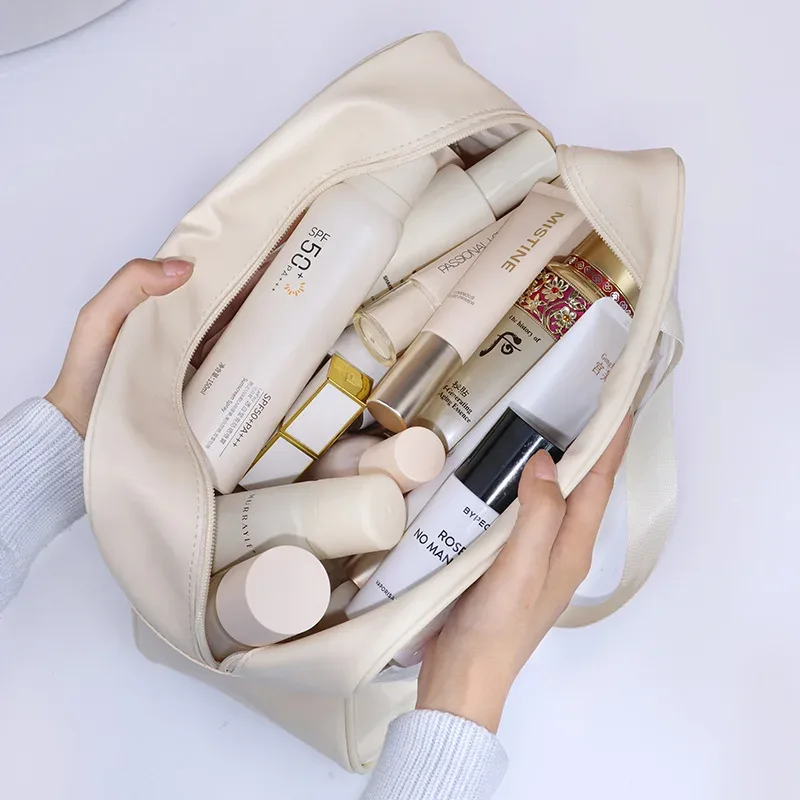 sac cosmétique transparent de grande capacité - pochette de voyage en pvc transparent, organiseur de rangement pour articles de toilette imperméable et anti-fuite