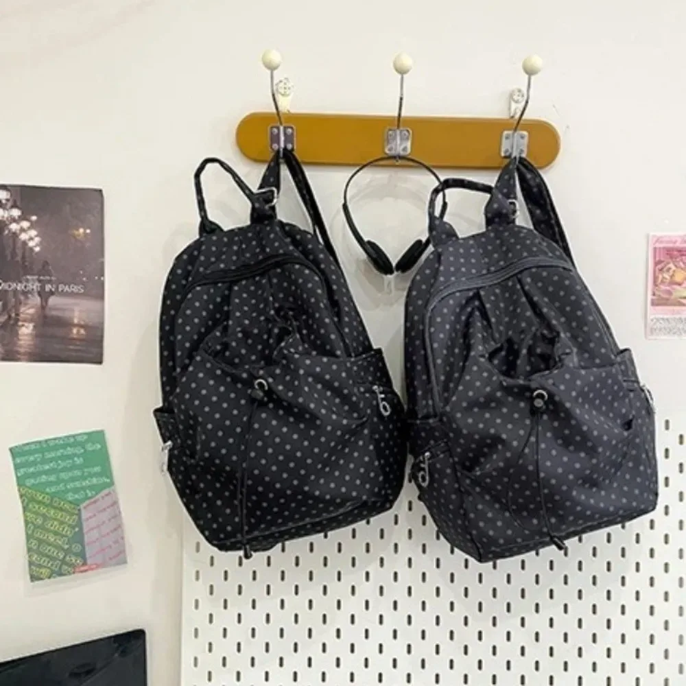 sac à dos coréen à pois pour femmes, sac à dos léger en nylon, sac d'école pour étudiants, utilisation en voyage