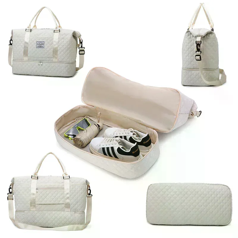 Sac polochon de voyage à la mode, étanche, extensible, grande capacité, sac de voyage pour femmes, sac de sport