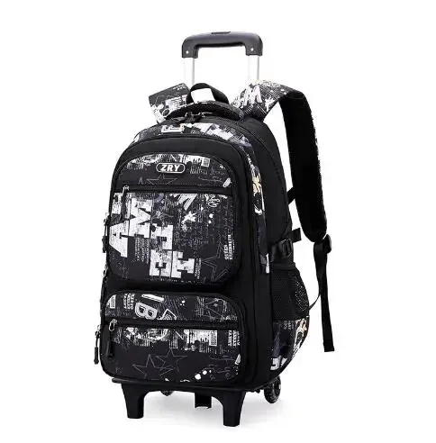 sac à dos à roulettes pour garçons, école primaire et collège, sac à roulettes pour garçons avec 6 roues, sac à dos à roulettes avec 2 roues