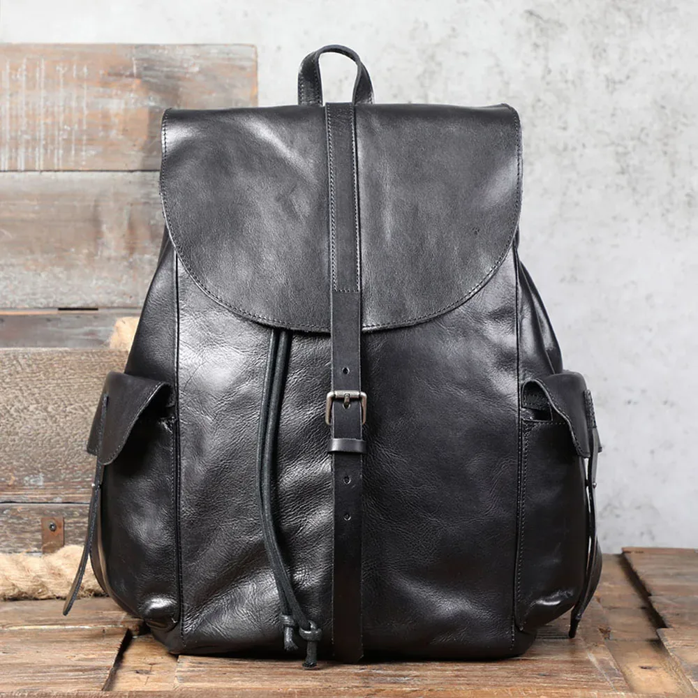 sac à dos décontracté en cuir véritable pour hommes, sacoche pour ordinateur portable, sac de voyage en cuir de vache de première qualité, style preppy à la mode