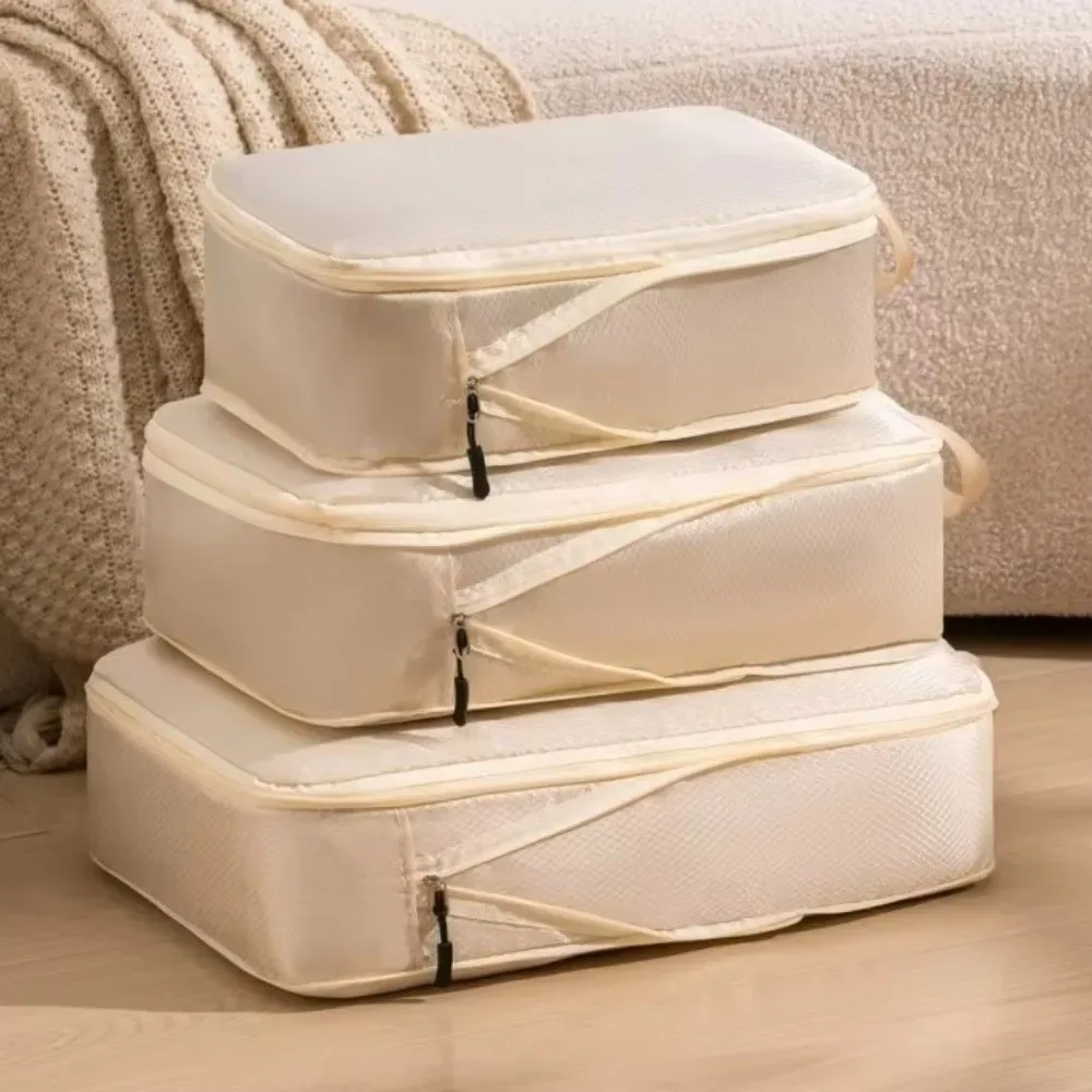 3 pièces/ensemble cubes de compression de voyage en polyester, compressibles, grande capacité, organisateur de bagages portable, imperméable