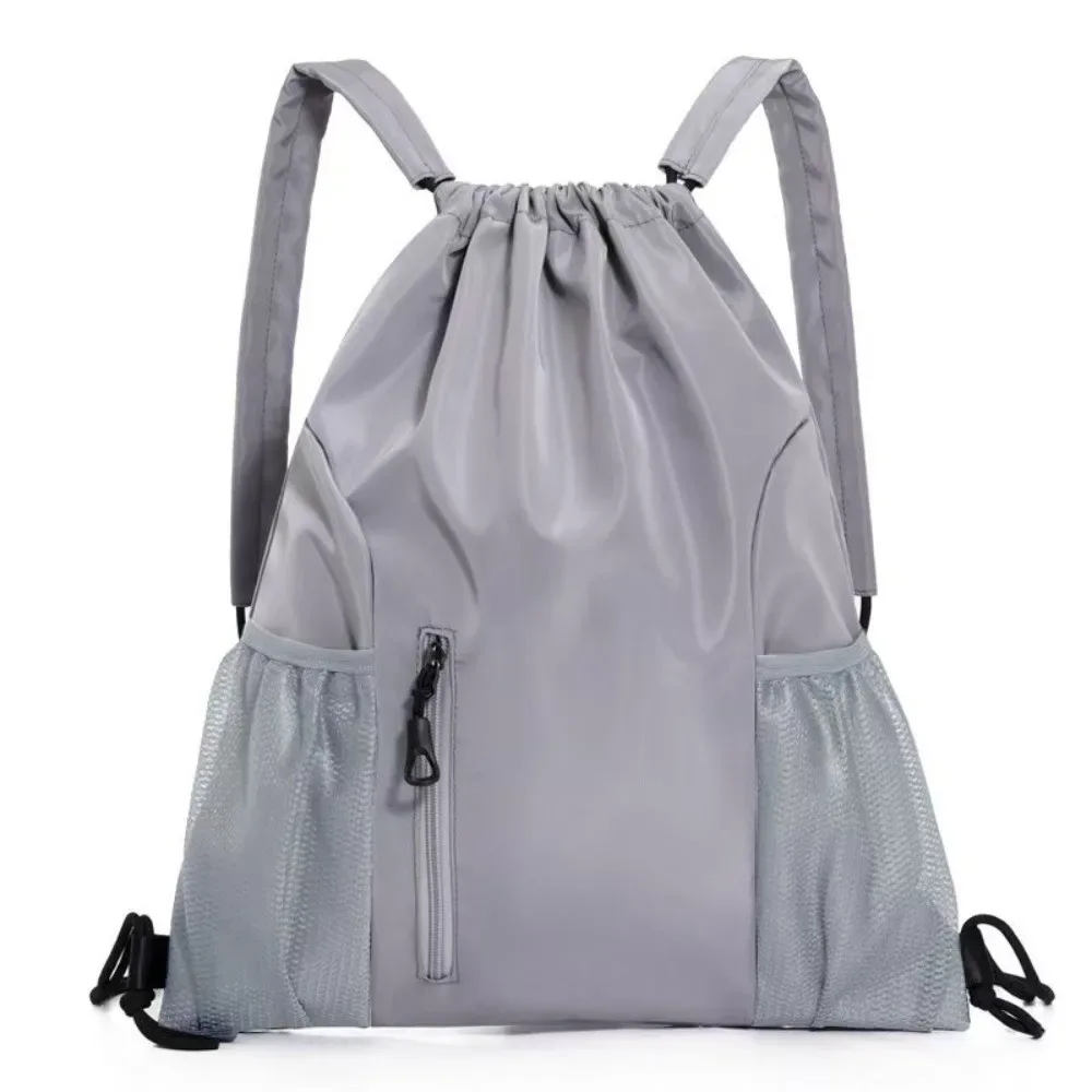 sac à dos simple à cordon de serrage grande capacité, imperméable et léger, sac de sport uni décontracté pour étudiant