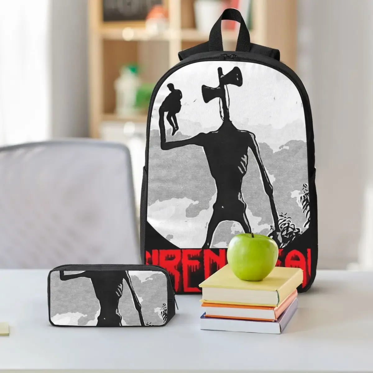 siren head 1 sac à dos étudiant garçons filles bookbag sac d'école ordinateur sacs à bandoulière 3ps sac à déjeuner isolé trousse à crayons