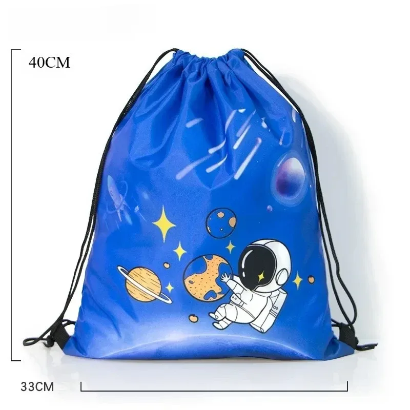 sac à dos à cordon de serrage avec imprimé espace et dessin animé, sac de sport de grande capacité, sac de rangement de voyage imperméable