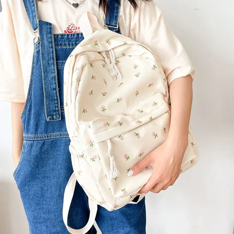 version coréenne nylon sac à dos à fleurs école fleur mode sac à dos junior lycée sac à dos sac de voyage